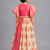 Coral pink beige printed cotton lehenga set