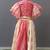 Coral pink beige printed cotton lehenga set