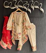 Off white embroidered chanderi kurti set