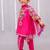 Hot pink embroidered cotton silk dhoti kurta set
