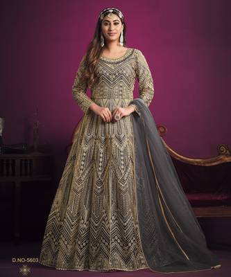 GREY sequin embroidered GOWN  1