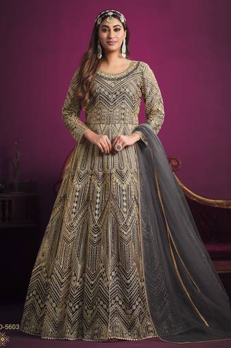 GREY sequin embroidered GOWN 