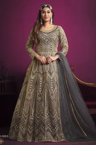 GREY sequin embroidered GOWN 
