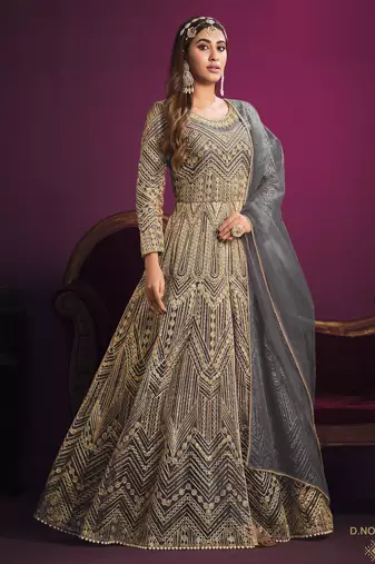 GREY sequin embroidered GOWN 