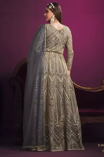 GREY sequin embroidered GOWN 
