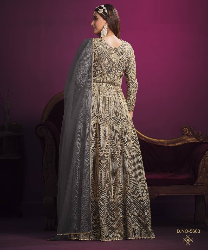 GREY sequin embroidered GOWN 