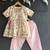 Off white lotus printed cotton silk kurti set