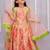 Peach printed cotton silk lehenga set