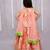 Peach printed cotton silk lehenga set