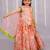 Peach printed cotton silk lehenga set