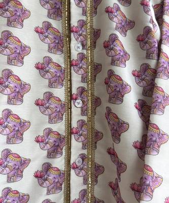Off white purple printed cotton silk kurti set 3