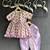 Off white purple printed cotton silk kurti set