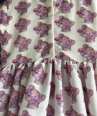 Off white purple printed cotton silk kurti set 4
