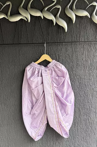 Off white purple printed cotton silk kurti set