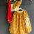 Mustard yellow printed cotton silk lehenga set
