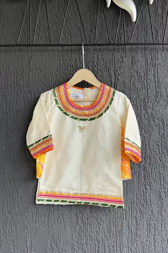 Multicolor printed cotton silk lehenga set