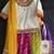 Multicolor printed cotton silk lehenga set