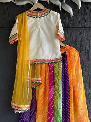 Multicolor printed cotton silk lehenga set 4