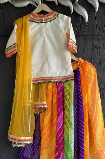 Multicolor printed cotton silk lehenga set