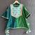 Emerald green teal blue printed cotton silk kurti set