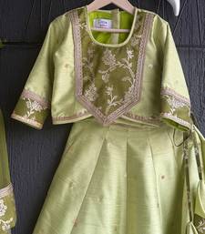Lime green embroidered silk lehenga set