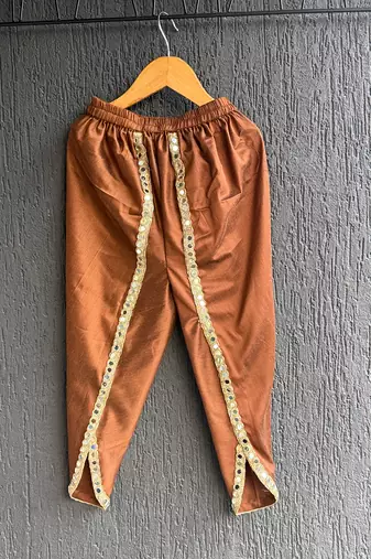 Metallic brown mirror embroidered silk dhoti kurta set