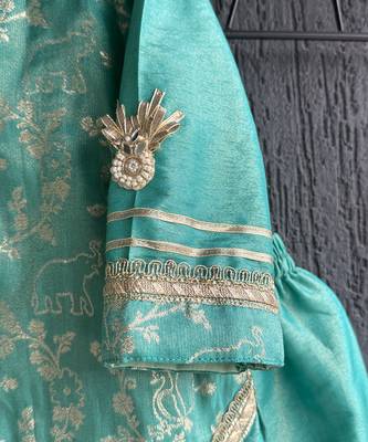 Aqua blue embroidered chanderi kurti set 2