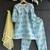 Sky blue printed silk kurti set