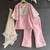 Baby pink embroidered silk kurti set