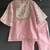 Baby pink embroidered silk kurti set