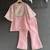 Baby pink embroidered silk kurti set