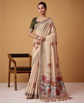Peach jamdani cotton saree 1