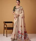 Peach jamdani cotton saree