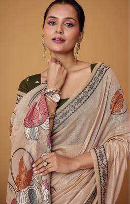 Peach jamdani cotton saree 2