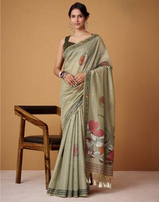 Green jamdani cotton saree 1