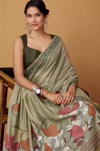 Green jamdani cotton saree