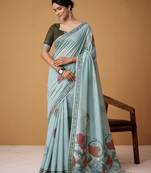 sky blue jamdani cotton saree