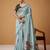 sky blue jamdani cotton saree