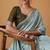 sky blue jamdani cotton saree