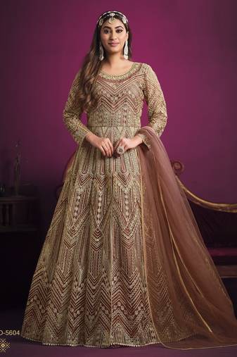  PEACH sequin embroidered NET GOWN 