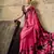 Pink print modal satin saree with blouse