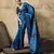 Blue print modal satin saree with blouse
