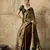 Brown print modal satin saree with blouse
