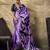 purple printed satin saree with blouse