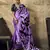 Purple print modal satin saree with blouse