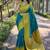 Teal blue woven art silk saree with  blouse