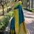 Teal blue woven art silk saree with  blouse
