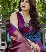 purple woven art silk saree with blouse