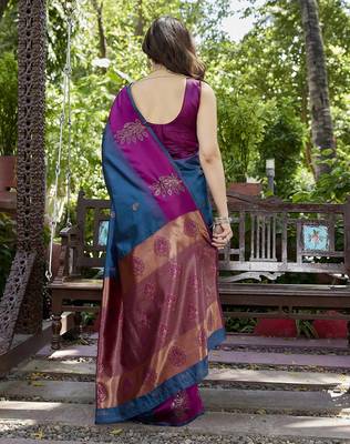 purple woven art silk saree with blouse 2