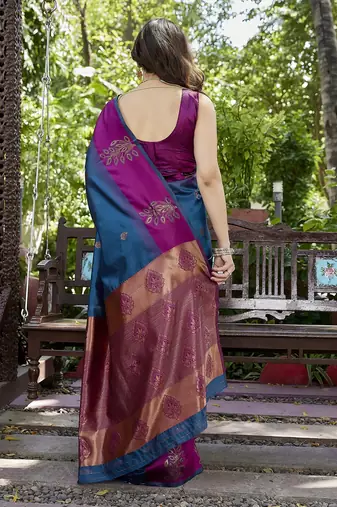 purple woven art silk saree with blouse